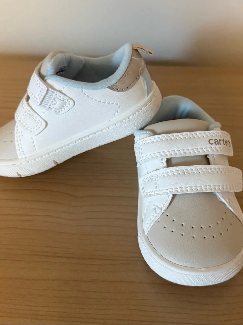 Carter's White Toddler Sneakers with Pink Heart and Metallic Accent